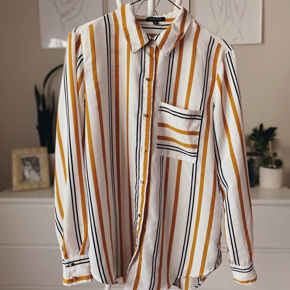 DYNAMITE Stripes Orange and White Blouse - Picture 1 of 5